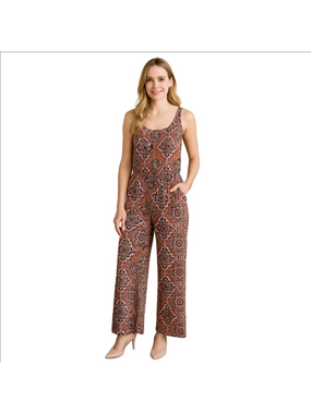 H&M Size 6 Floral Orange Pink Strapless Wide Leg Jumpsuit Romper